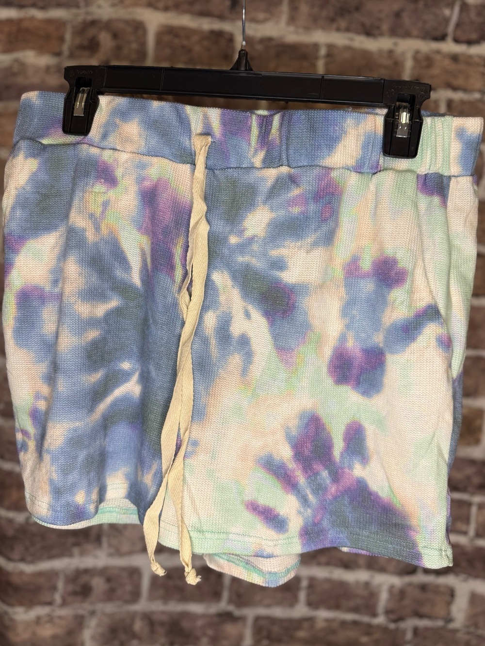 BiBi Tie-Dye Athletic Shorts in Pastel Blue, Purple and Mint